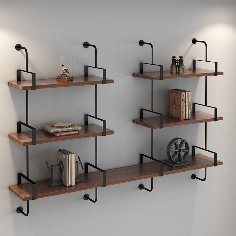 Floating Engineered Wood Bookshelf Industrial Closed Back Bookcase