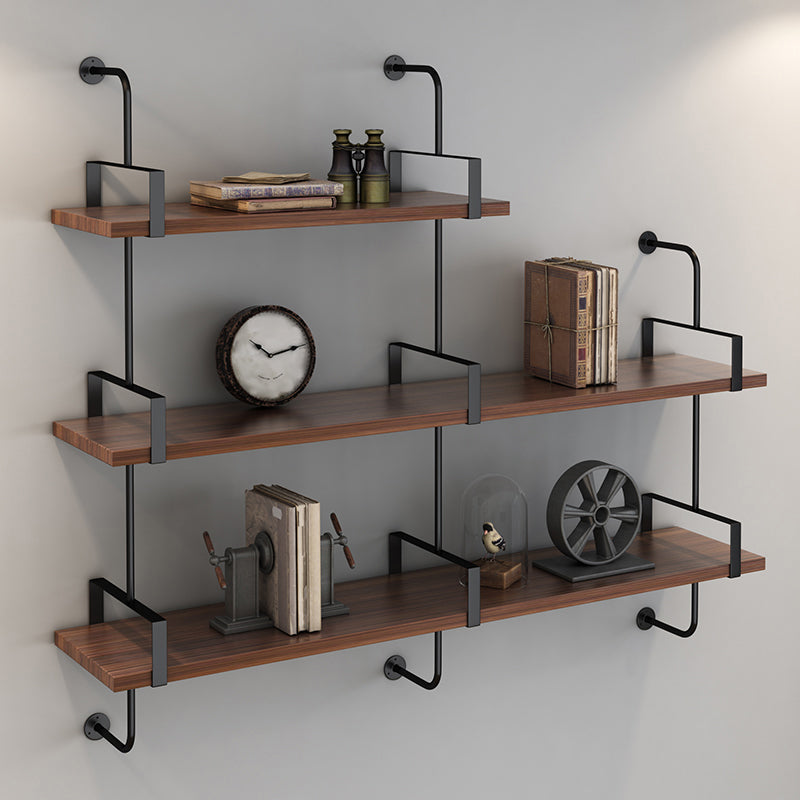 Floating Engineered Wood Bookshelf Industrial Closed Back Bookcase