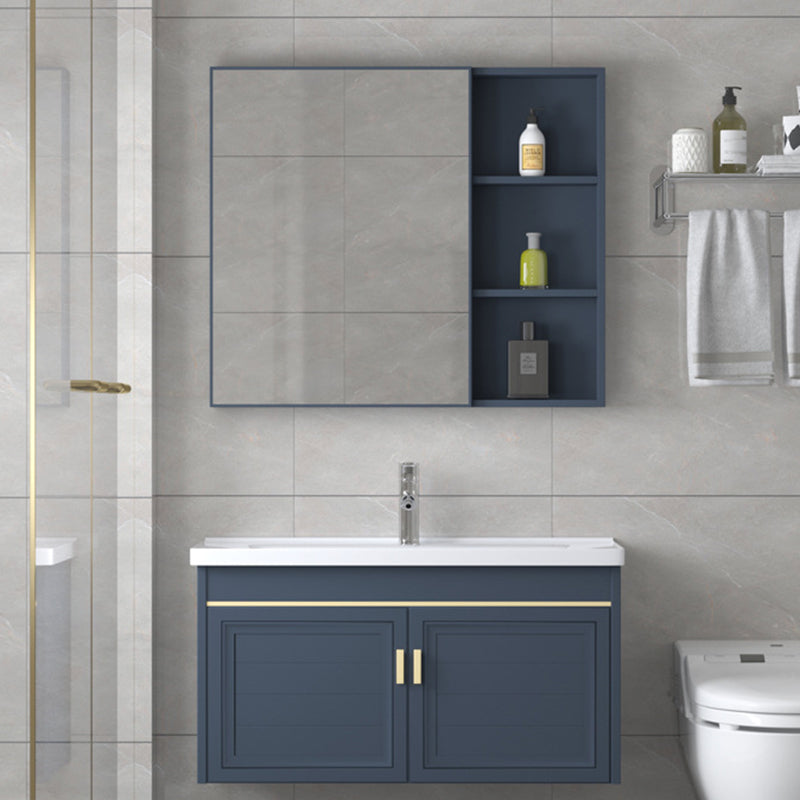 Modern Wall-Mounted Sink Vanity Blue Wall Mount Vanity Cabinet