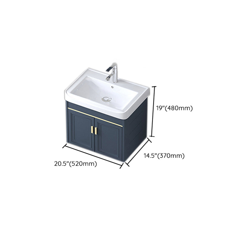 Modern Wall-Mounted Sink Vanity Blue Wall Mount Vanity Cabinet