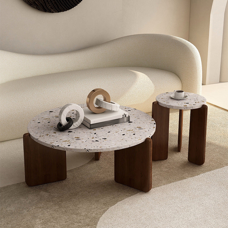 Modern 3 Legs Coffee Table Slate Round Coffee Cocktail Table