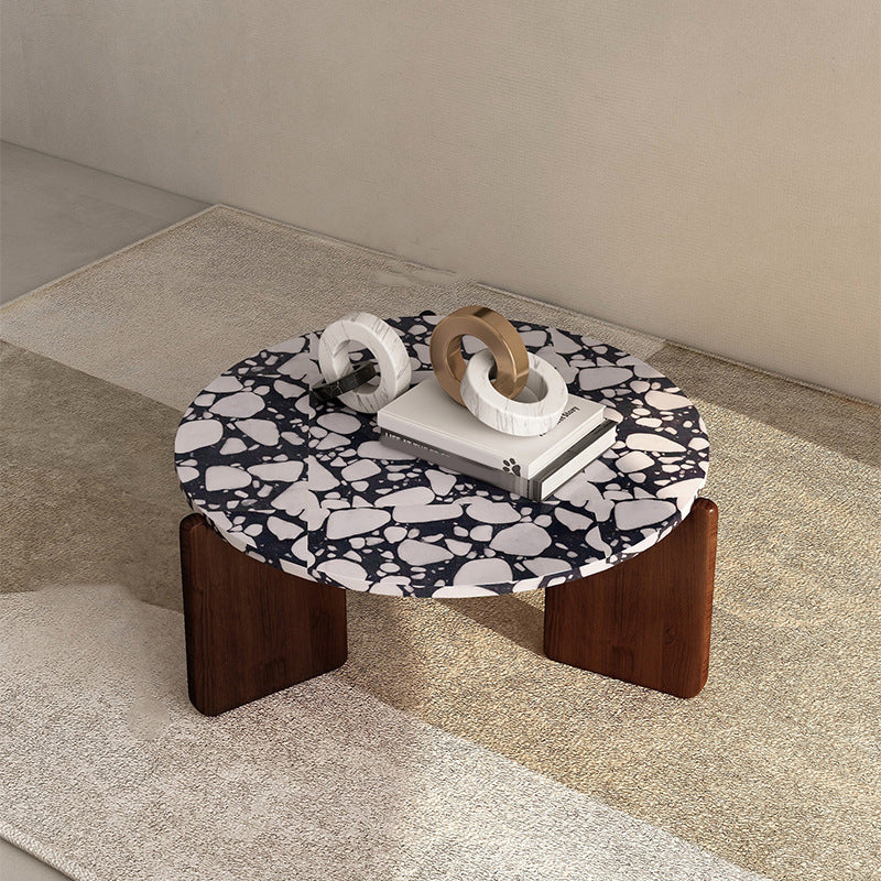 Modern 3 Legs Coffee Table Slate Round Coffee Cocktail Table