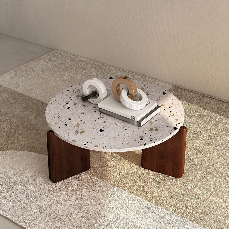 Modern 3 Legs Coffee Table Slate Round Coffee Cocktail Table