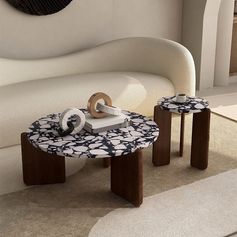 Modern 3 Legs Coffee Table Slate Round Coffee Cocktail Table