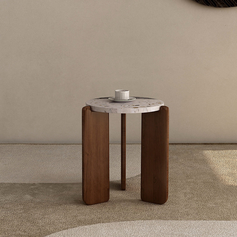 Modern 3 Legs Coffee Table Slate Round Coffee Cocktail Table