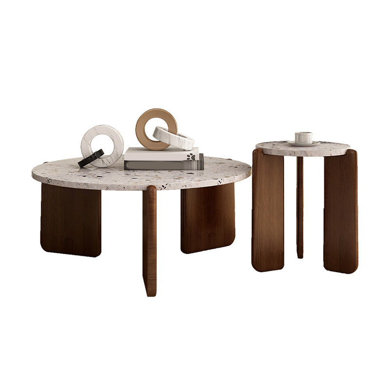Modern 3 Legs Coffee Table Slate Round Coffee Cocktail Table