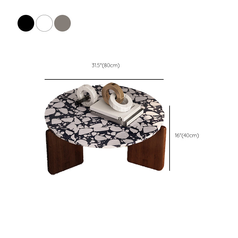 Modern 3 Legs Coffee Table Slate Round Coffee Cocktail Table