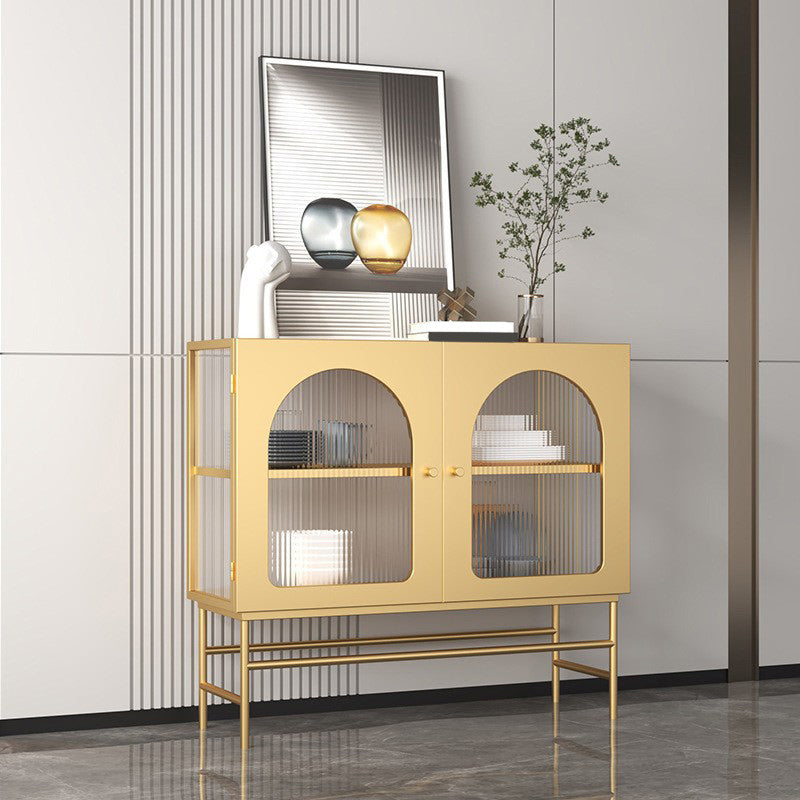 Modern Metal Curio Cabinet Glass Doors Display Cabinet with Legs for Living Room