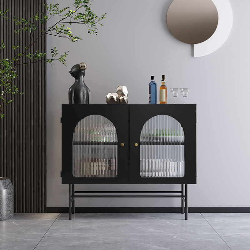 Modern Metal Curio Cabinet Glass Doors Display Cabinet with Legs for Living Room