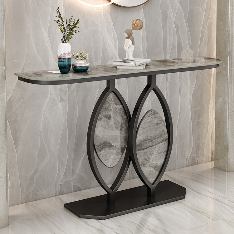 Stone Top Accent Console Table Antique Gold Console Table with Metal Leg