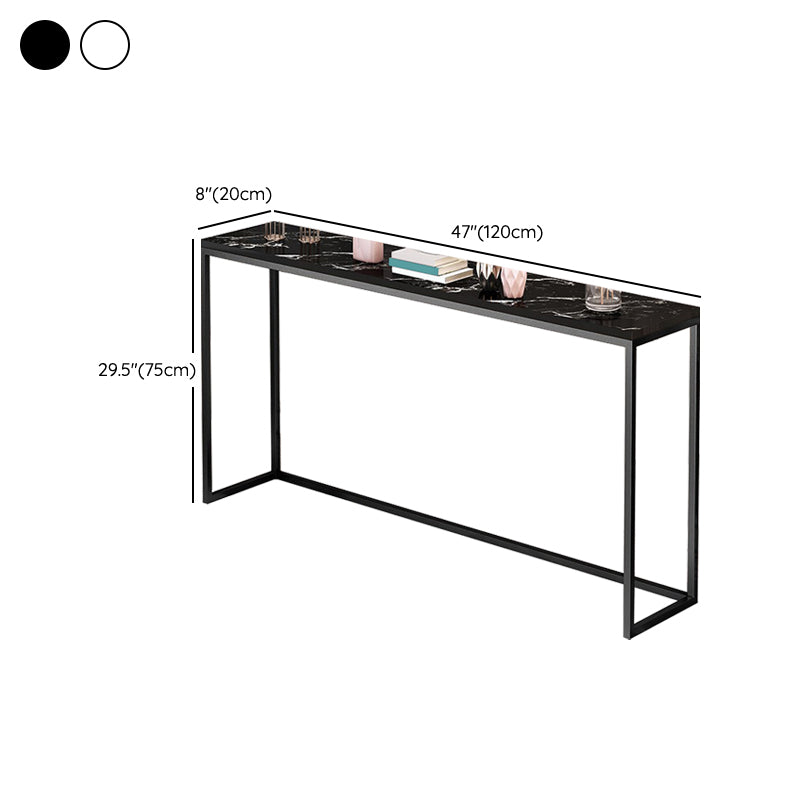 11" W Contemporary Console Table Stone Rectangle Accent Table