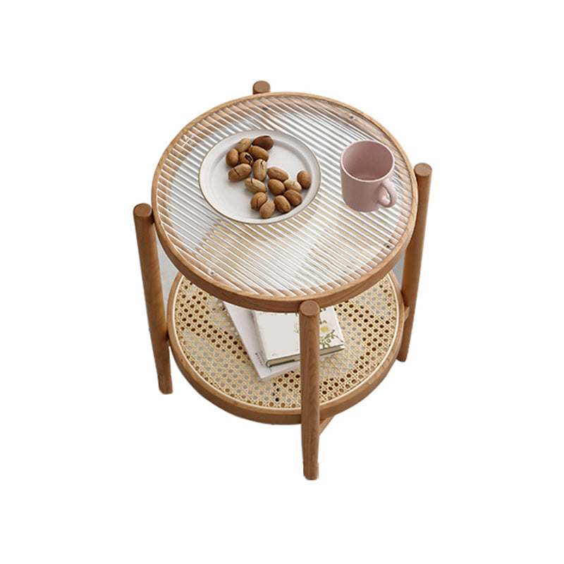 Tropical Round Cocktail Table Glass Top Coffee Cocktail Table