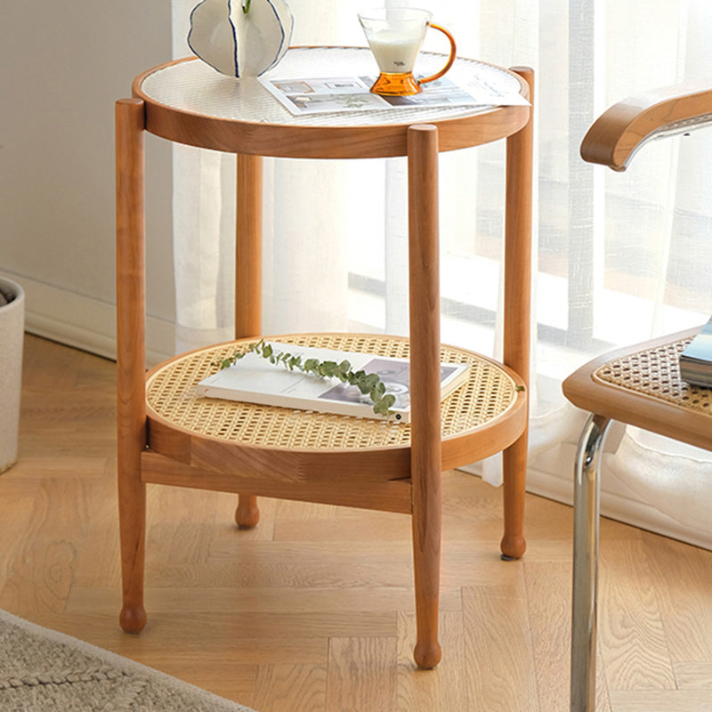 Tropical Round Cocktail Table Glass Top Coffee Cocktail Table