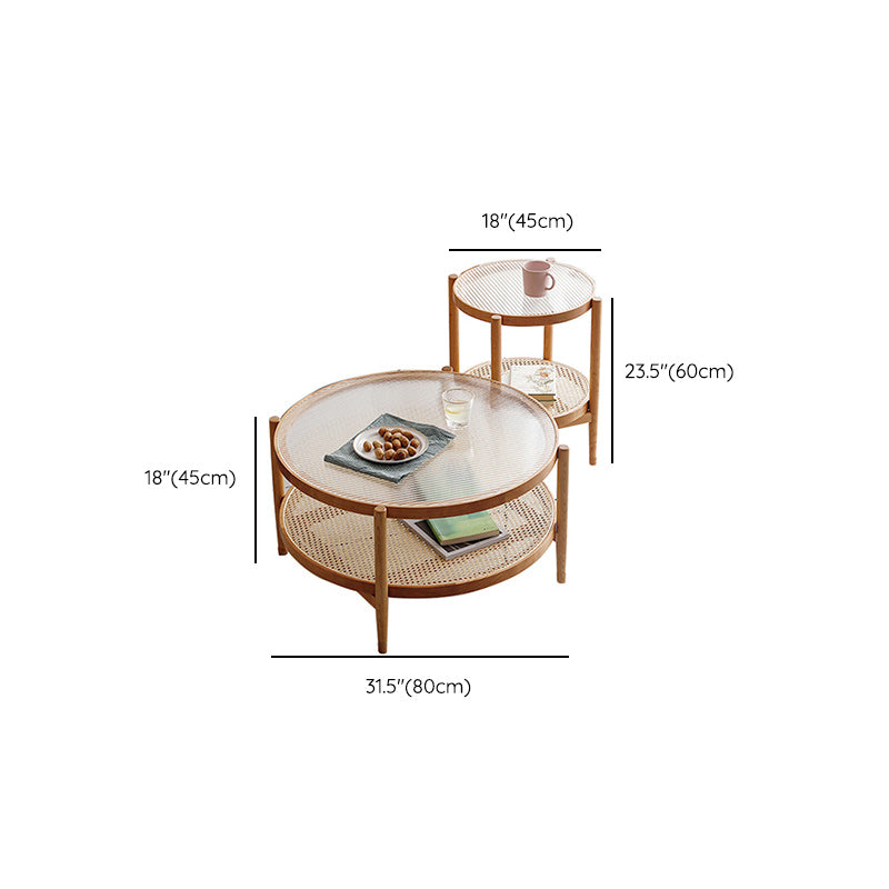 Tropical Round Cocktail Table Glass Top Coffee Cocktail Table