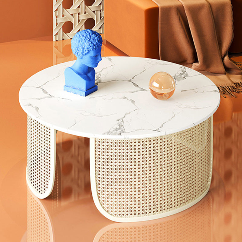 Contemporary Round Cocktail Table Single Slate Coffee Cocktail Table
