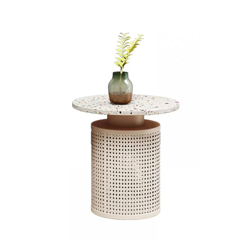 Contemporary Round Cocktail Table Single Slate Coffee Cocktail Table