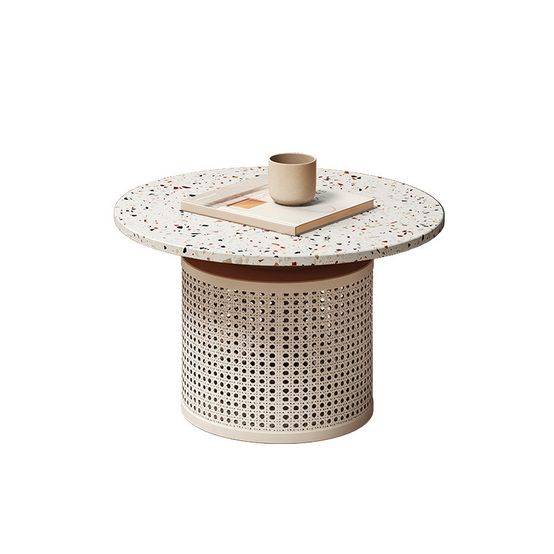 Contemporary Round Cocktail Table Single Slate Coffee Cocktail Table