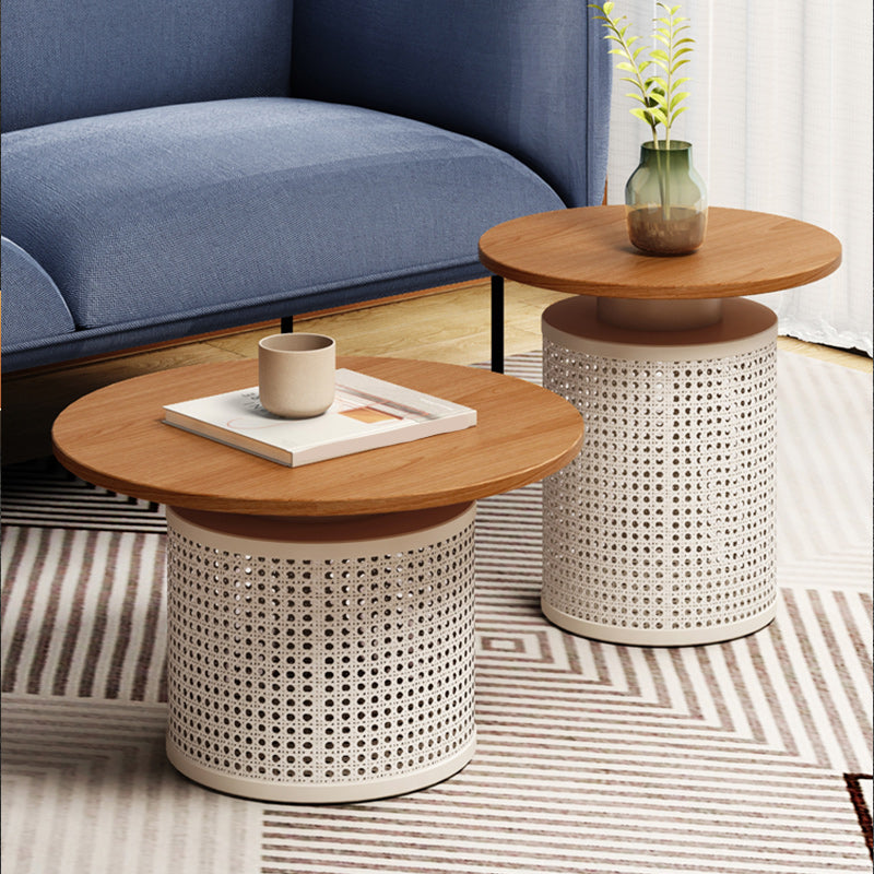 Contemporary Round Cocktail Table Single Slate Coffee Cocktail Table