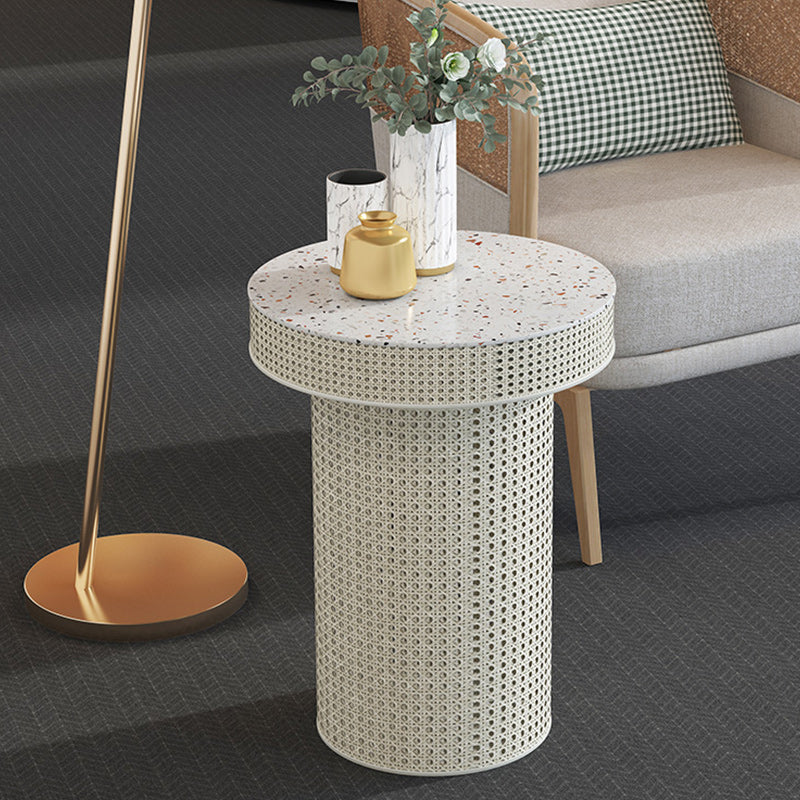 Contemporary Round Cocktail Table Single Slate Coffee Cocktail Table