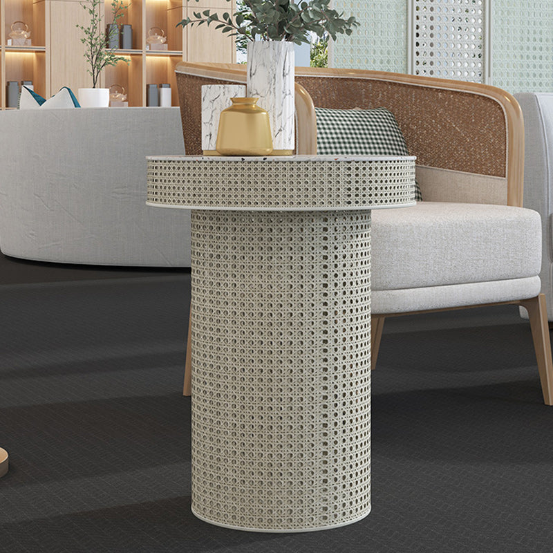 Contemporary Round Cocktail Table Single Slate Coffee Cocktail Table