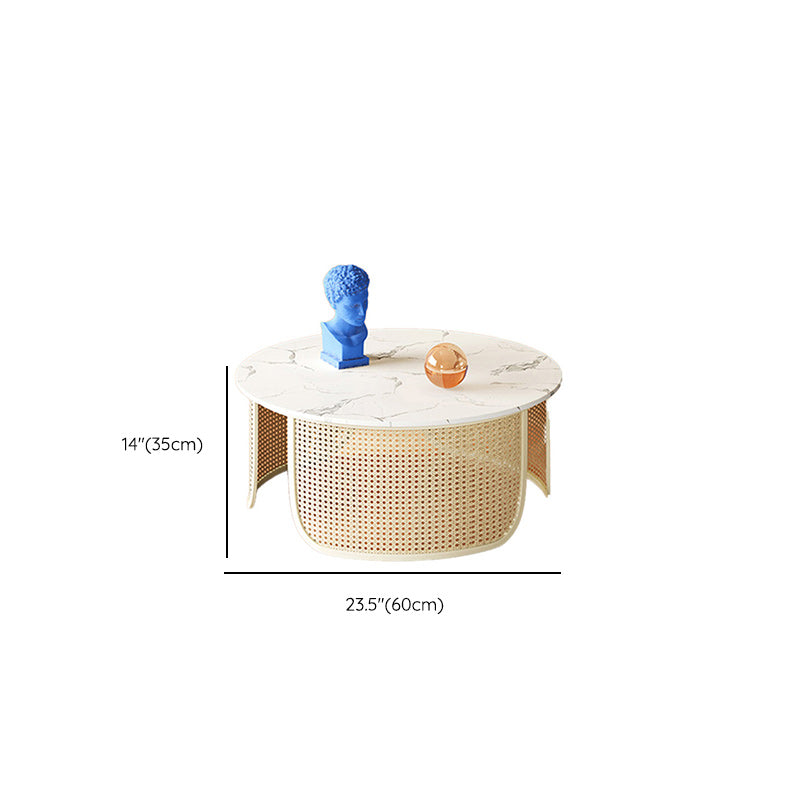 Contemporary Round Cocktail Table Single Slate Coffee Cocktail Table