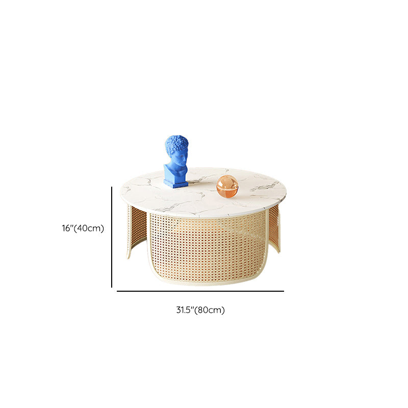 Contemporary Round Cocktail Table Single Slate Coffee Cocktail Table