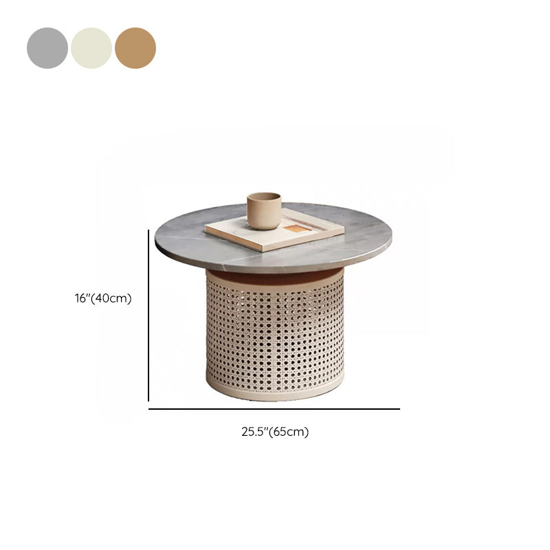 Contemporary Round Cocktail Table Single Slate Coffee Cocktail Table