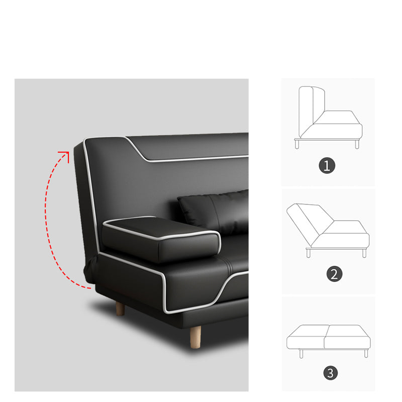 Contemporary Styled 33.46" Tall Sofa Bed Faux Leather Convertible Sofas