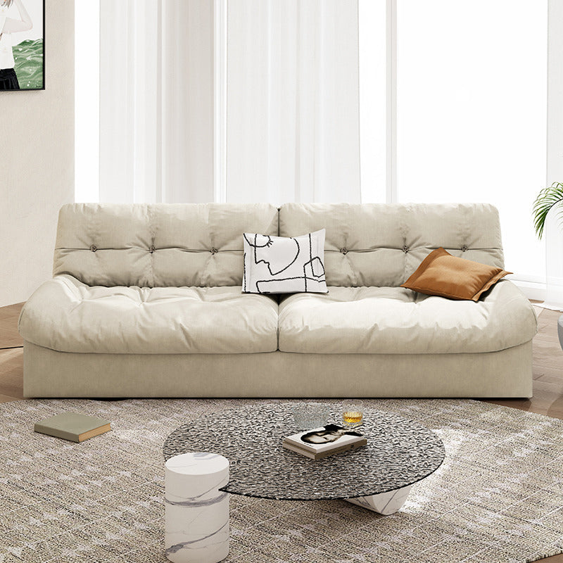 Scandinavian Sofa Bed, Fiber Armless Tufted Back Sleeper Sofa