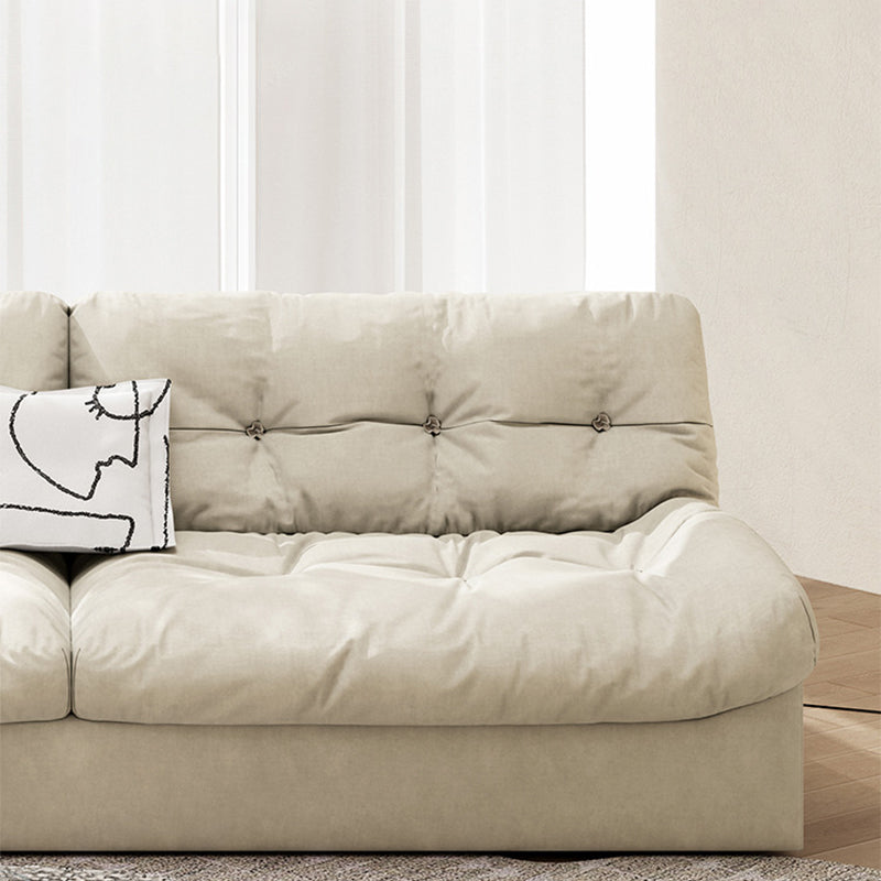 Scandinavian Sofa Bed, Fiber Armless Tufted Back Sleeper Sofa