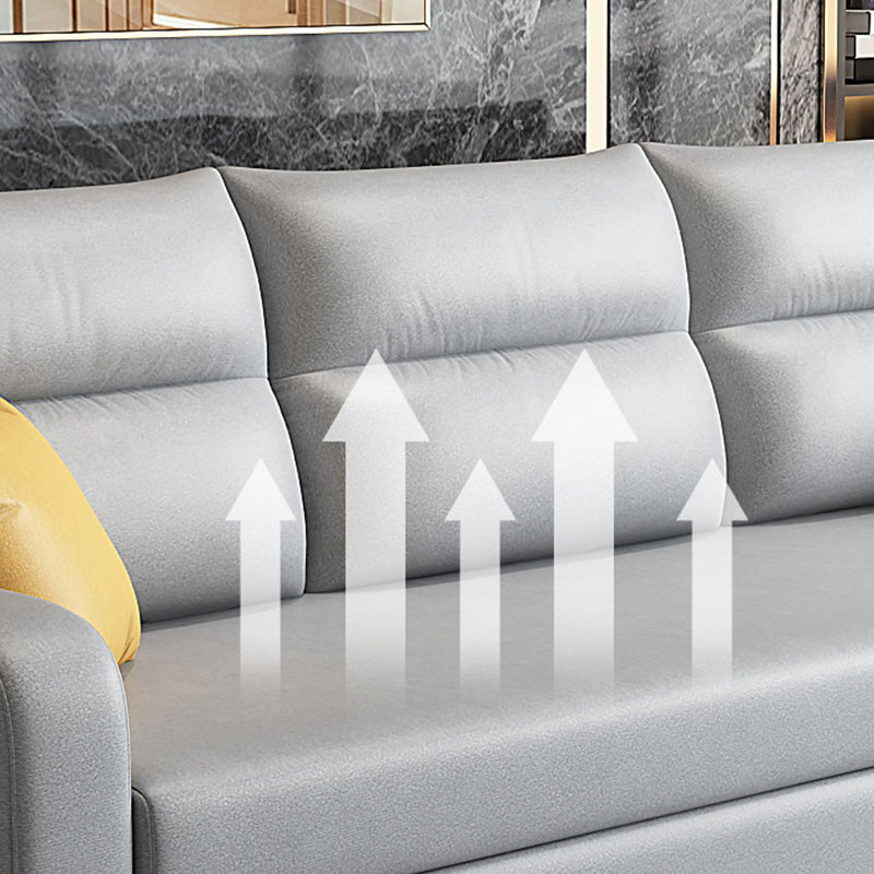 Contemporary Square Arms Sleeper Sofa Bonded Leather Futon Sleeper Sofa