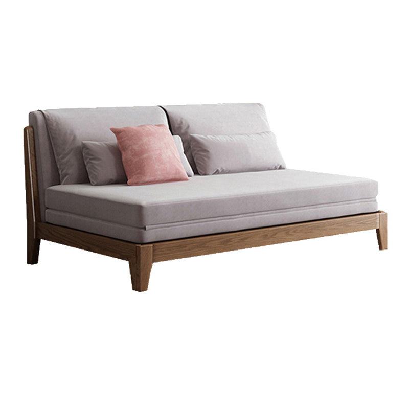 Scandinavian Style Gray Armless Sofa Bed Wood Frame Sleeper Sofa