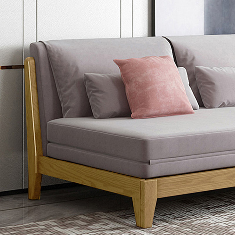 Scandinavian Style Gray Armless Sofa Bed Wood Frame Sleeper Sofa