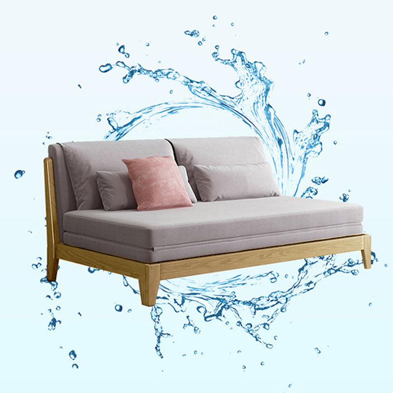 Scandinavian Style Gray Armless Sofa Bed Wood Frame Sleeper Sofa