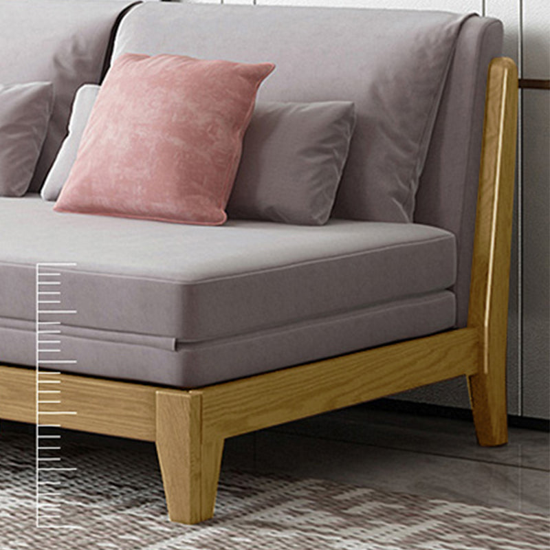 Scandinavian Style Gray Armless Sofa Bed Wood Frame Sleeper Sofa