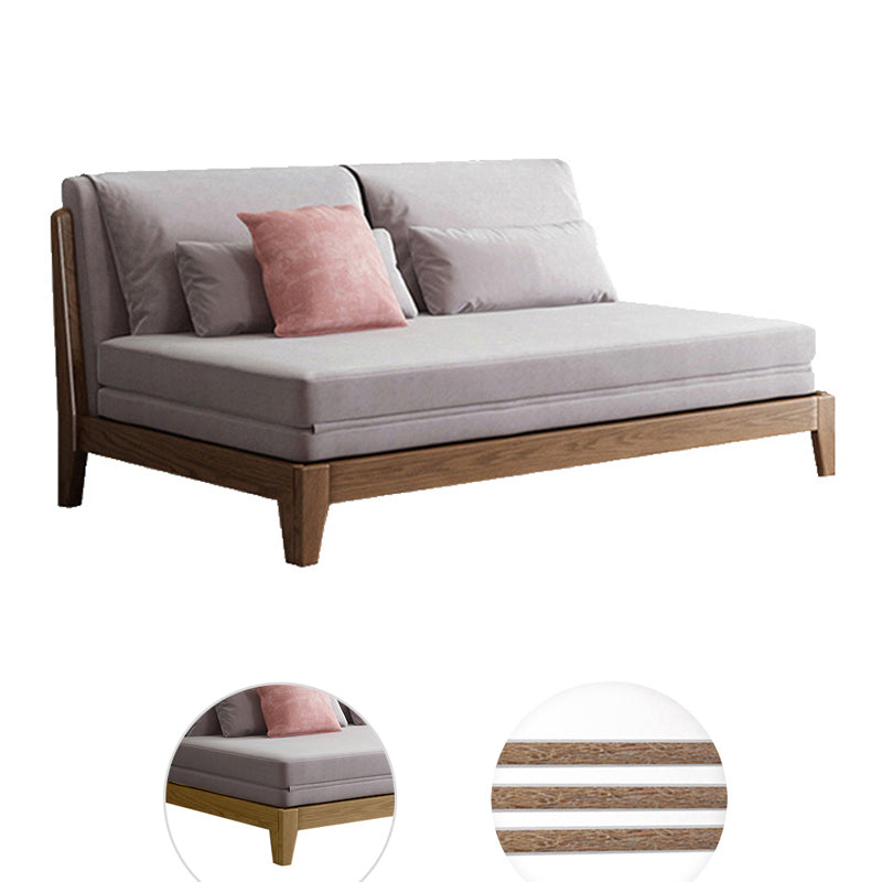 Scandinavian Style Gray Armless Sofa Bed Wood Frame Sleeper Sofa