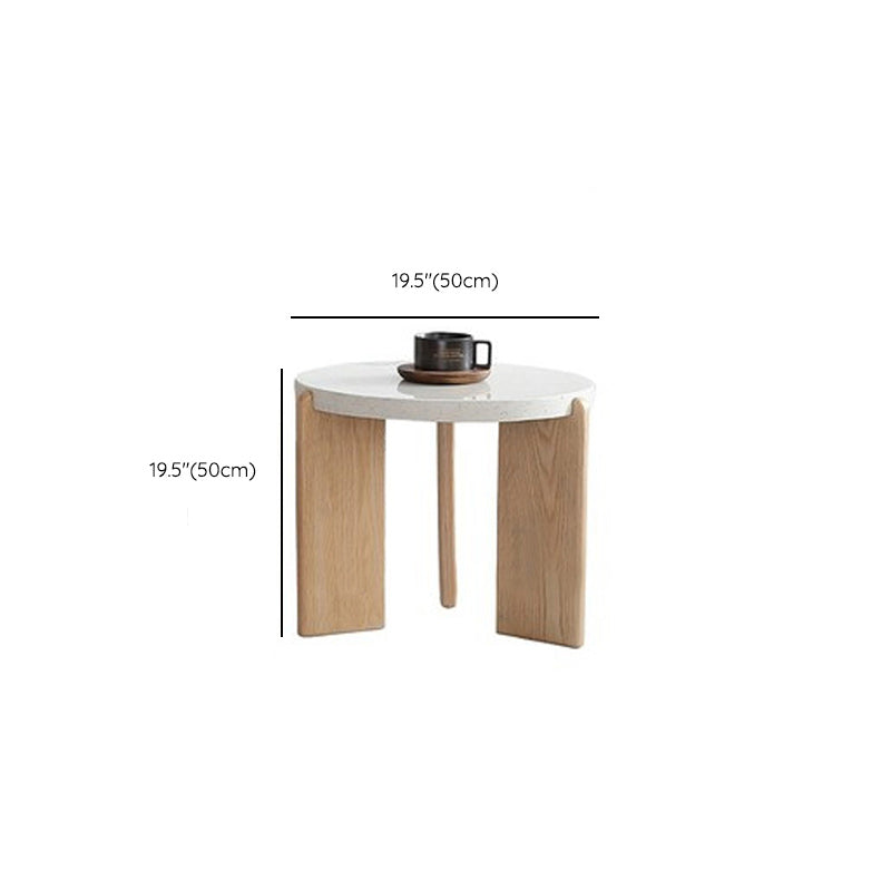 Stone and Solid Wood Coffee or End Table Contemporary Coffee Table in Beige