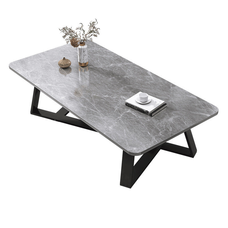 18"H Contemporary Coffee Table Stone Rectangle Cocktail Table