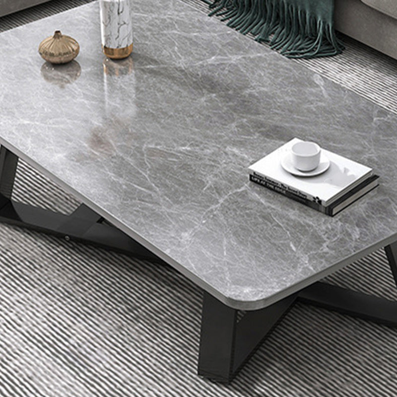 18"H Contemporary Coffee Table Stone Rectangle Cocktail Table