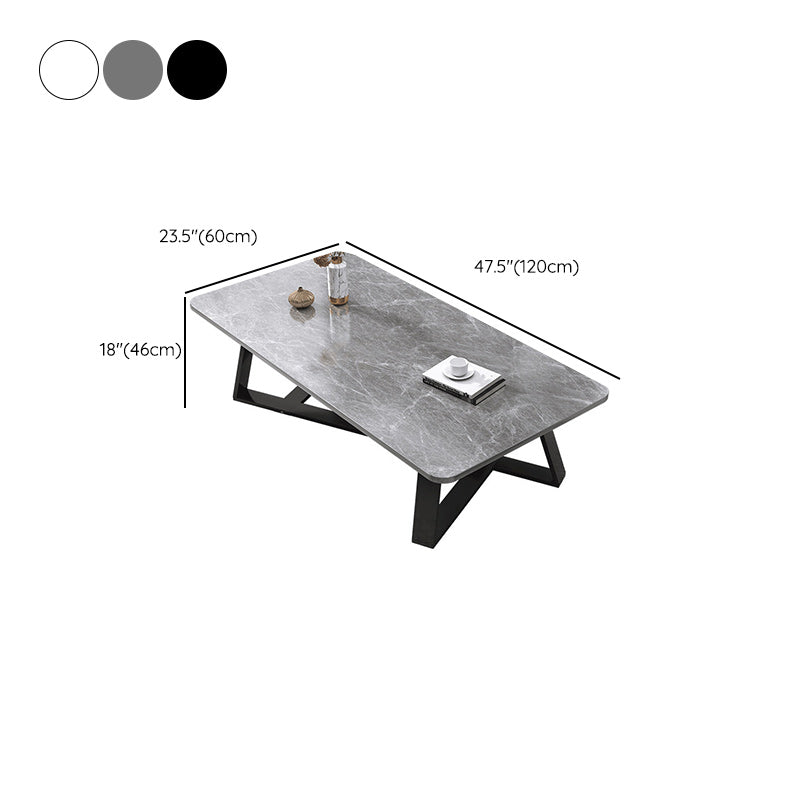 18"H Contemporary Coffee Table Stone Rectangle Cocktail Table