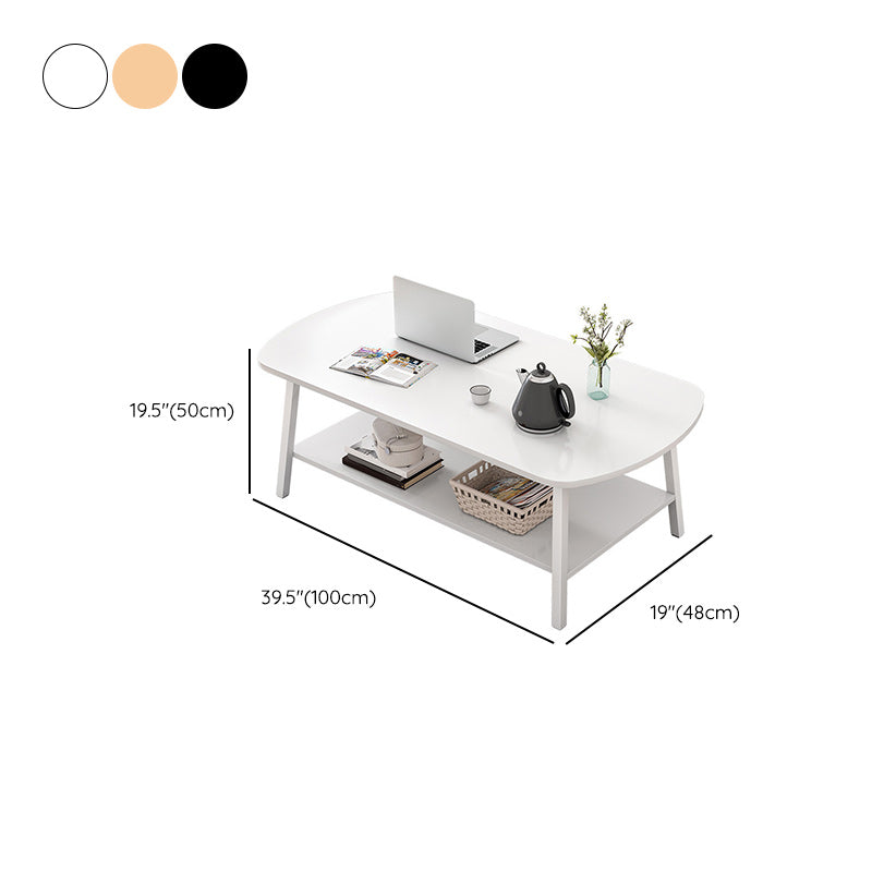 19"H Contemporary Coffee Table Wooden Coffee Cocktail Table with Storage