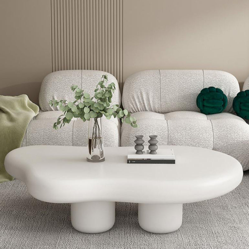 11"H Contemporary Coffee Table Wooden 2 Legs Coffee Cocktail Table