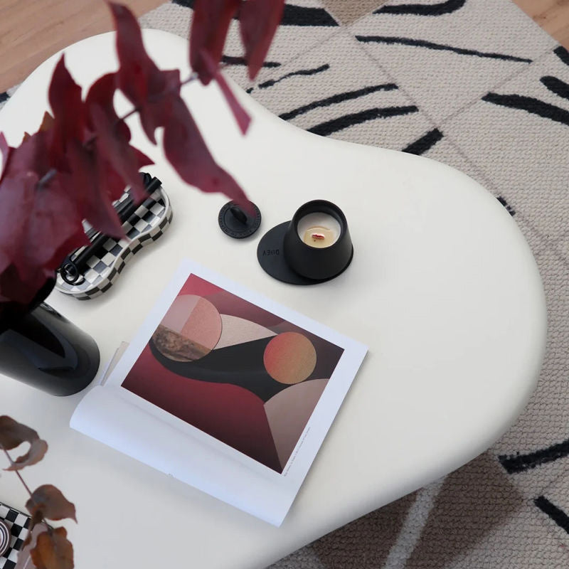 11"H Contemporary Coffee Table Wooden 2 Legs Coffee Cocktail Table