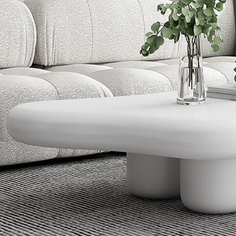 11"H Contemporary Coffee Table Wooden 2 Legs Coffee Cocktail Table