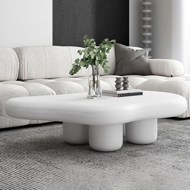 11"H Contemporary Coffee Table Wooden 2 Legs Coffee Cocktail Table