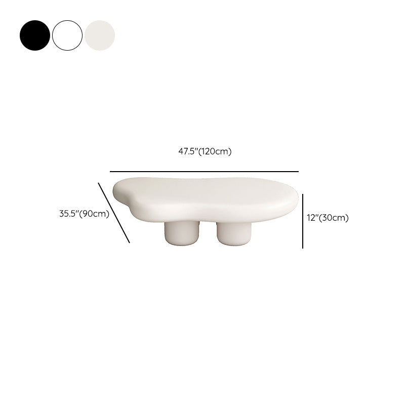 11"H Contemporary Coffee Table Wooden 2 Legs Coffee Cocktail Table