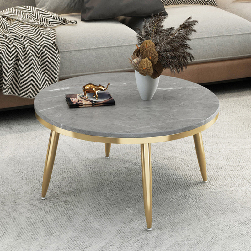 17"H Contemporary Coffee Table Round Stone Coffee Cocktail Table