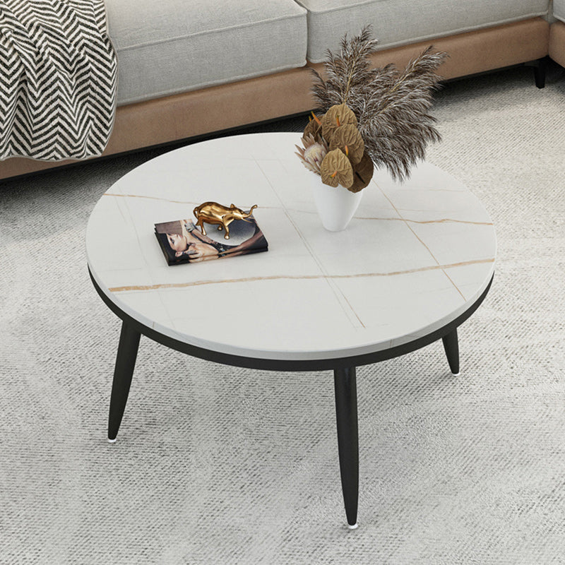17"H Contemporary Coffee Table Round Stone Coffee Cocktail Table