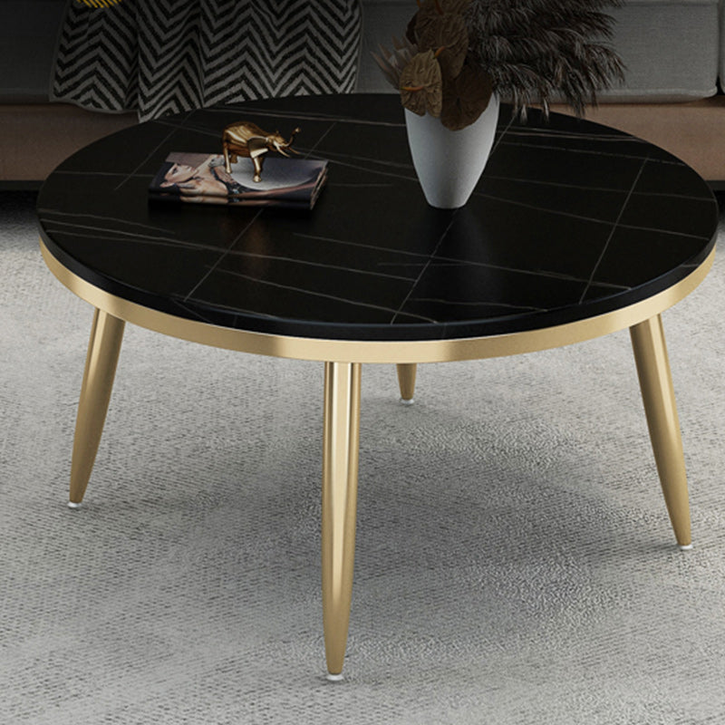 17"H Contemporary Coffee Table Round Stone Coffee Cocktail Table