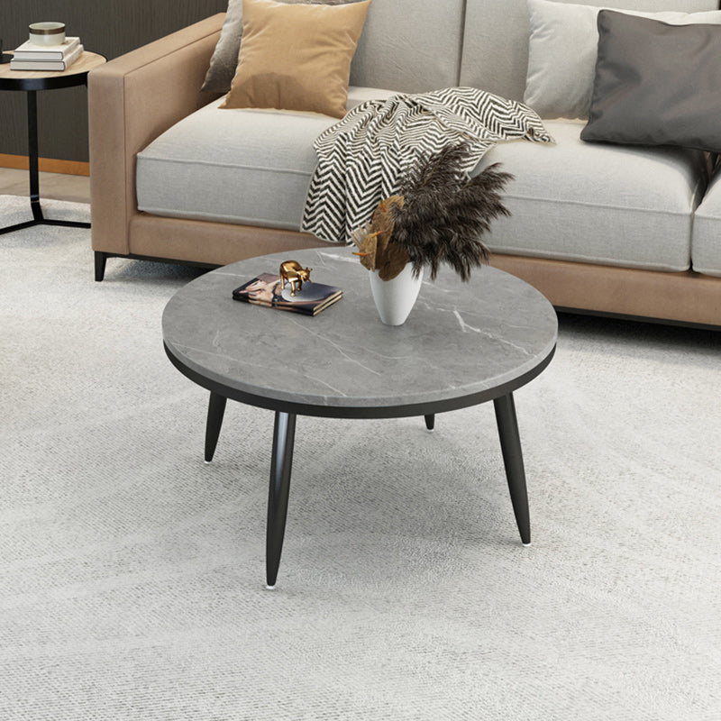 17"H Contemporary Coffee Table Round Stone Coffee Cocktail Table